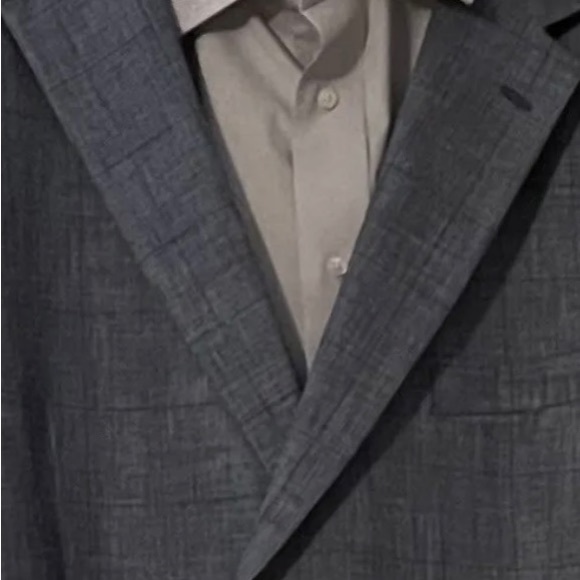 JOS A. BANK MEN’S BLUE LINEN & SILK WINDOW PANE SPORT COAT/SIZE 50L/PRE-OWNED